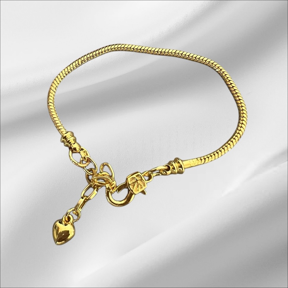 18KGP Snake Bracelet with Heart Charm
